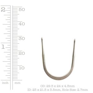Wire Frame Open Horseshoe Short Double Hole<br>Anitque Silver