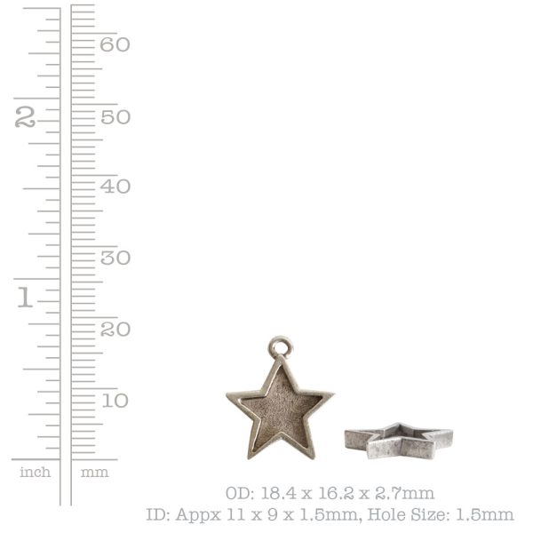 Mini Pendant Star Single LoopAntique Silver