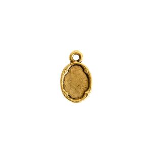 Ornate Flat Tag Mini OvalAntique Gold