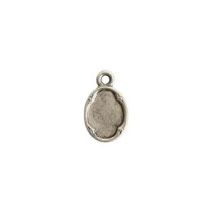 Ornate Flat Tag Mini OvalAntique Silver