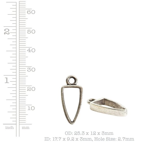 Open Pendant Small Arrowhead Single LoopAntique Silver