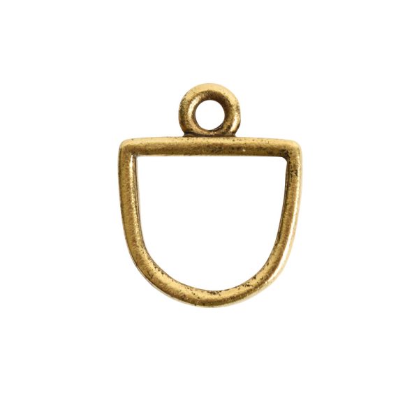 Open Pendant Small Half Oval Single LoopAntique Gold