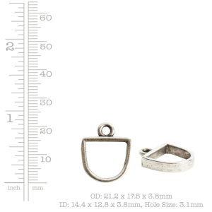 Open Pendant Small Half Oval Single Loop<br>Antique Silver