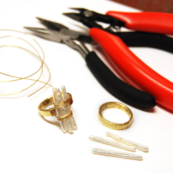 Stick Pearl WIre Wrap Ring Kit