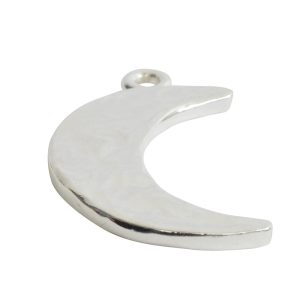 Charm Hammered Crescent Moon LargeSterling Silver Plate