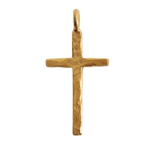 Charm Hammered Traditional Cross Large<br>Antique Gold