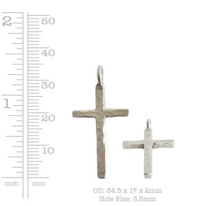 Charm Hammered Traditional Cross Large<br>Antique Copper