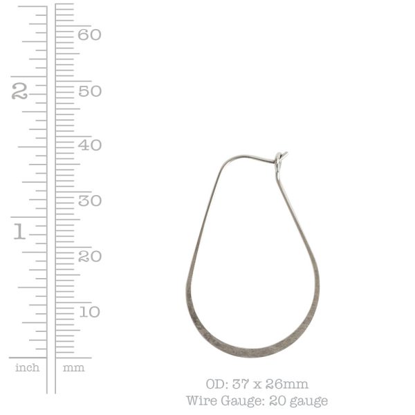 Ear Wire Hoop Oval SmallAntique Silver Nickel Free