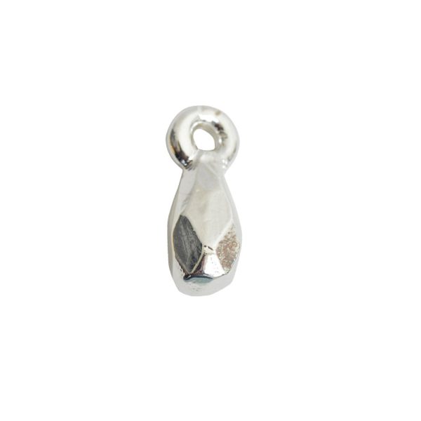 Metal Bead Faceted Drop Itsy Single LoopSterling Silver Plate