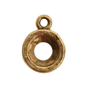 Open Back Bezel Circle 8mm Single Loop<br>Antique Gold