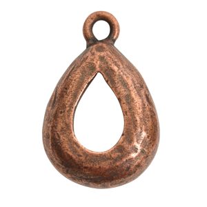 Open Back Bezel Pear 14mm Single Loop<br>Antique Copper