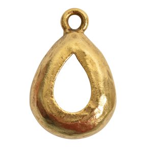 Open Back Bezel Pear 14mm Single Loop<br>Antique Gold