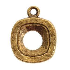 Open Back Bezel Square 12mm Single Loop<br>Antique Gold