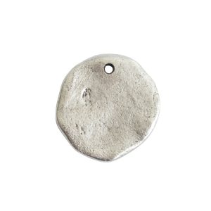 Organic Tag Circle Large Single Hole<br>Antique Silver
