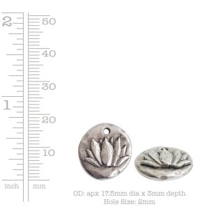 Charm Organic Lotus Round Small<br>Sterling Silver Plate