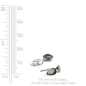Earring Post Bitsy Drop<br>Sterling Silver Plate