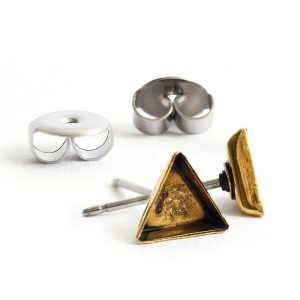 Earring Post Bitsy Triangle<br>Antique Gold