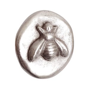 Button Organic Small Round BeeAntique Silver