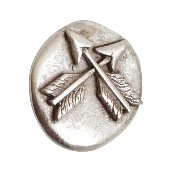 Button Organic Small Round Crossed ArrowsAntique Silver