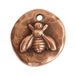 Charm Organic Small Round BeeAntique Copper