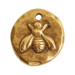 Charm Organic Small Round Bee<br>Antique Gold