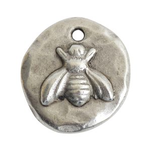 Charm Organic Small Round Bee<br>Antique Silver