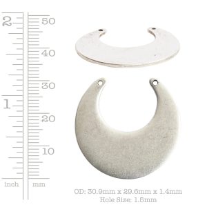 Flat Tag Grande Circle Eclipse Double Hole<br>Antique Silver 