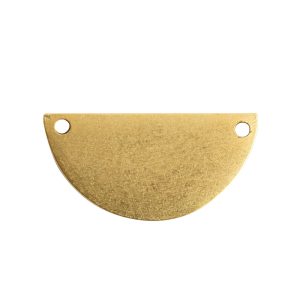 Flat Tag Grande Half Circle Double Hole<br>Antique Gold