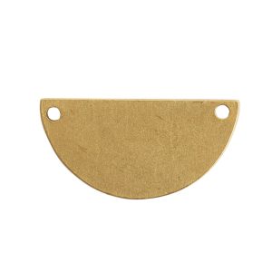 Flat Tag Grande Half Circle Double Hole<br>Antique Gold