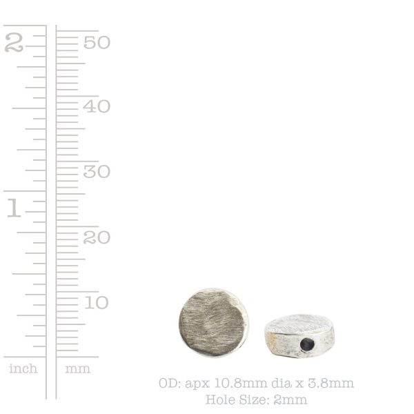 Metal Bead Organic Flat Mini CircleAntique Silver
