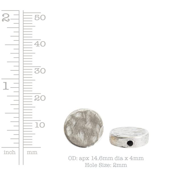 Metal Bead Organic Flat Small CircleAntique Silver