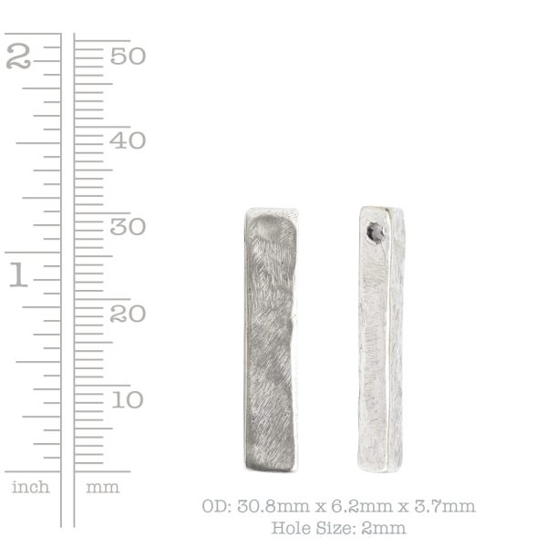Metal Bead Organic Flat Small RectAntique Silver