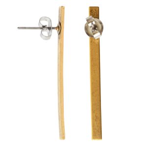 Earring Post Bar Large with Butterfly ClutchAntique Gold Nickel Free