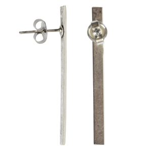Earring Post Bar Large with Butterfly ClutchAntique Silver Nickel Free