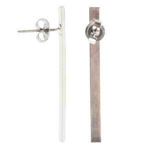Earring Post Bar Large with Butterfly Clutch<br>Sterling Silver Plate Nickel Free