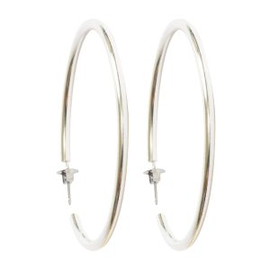 Earring Post Hoop Large with Butterfly ClutchSterling Silver Plate Nickel Free