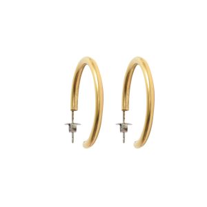 Earring Post Hoop Small with Butterfly ClutchAntique Gold Nickel Free