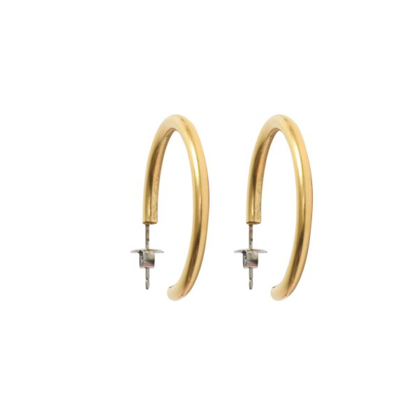 Earring Post Hoop Small with Butterfly ClutchAntique Gold Nickel Free