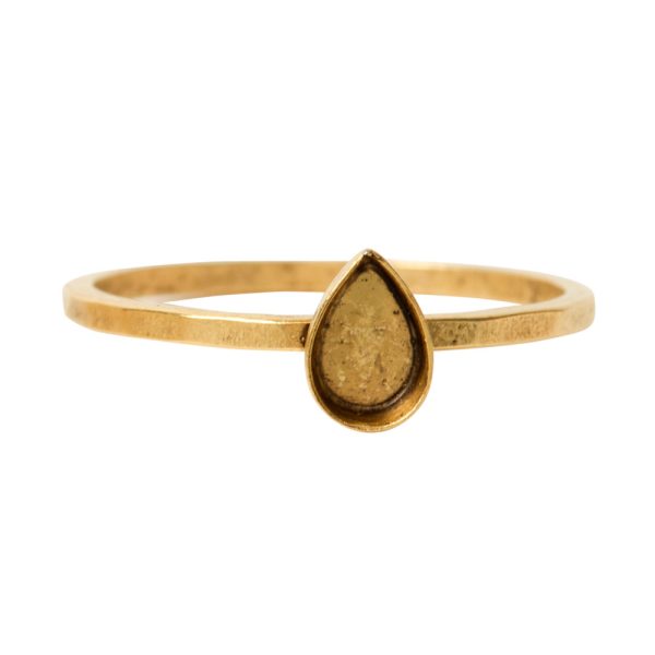 Ring Hammered Thin Bitsy Drop Size 7Antique Gold