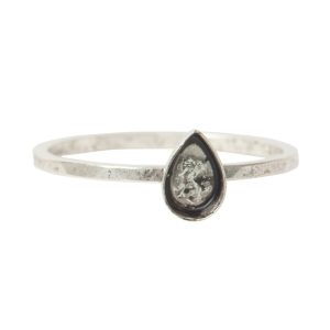 Ring Hammered Thin Bitsy Drop Size 7<br>Antique Silver