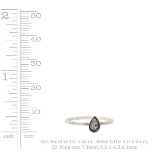 Ring Hammered Thin Bitsy Drop Size 7<br>Sterling Silver Plate