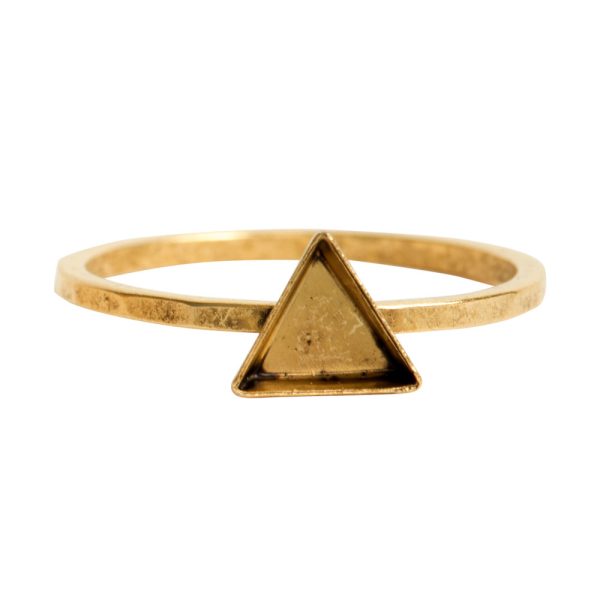 Ring Hammered Thin Bitsy Triangle Size 7Antique Gold