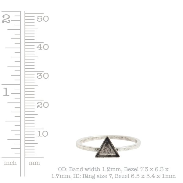 Ring Hammered Thin Bitsy Triangle Size 7Sterling Silver Plate