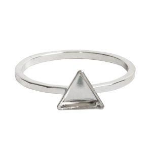 Ring Hammered Thin Bitsy Triangle Size 7<br>Sterling Silver Plate