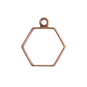 Open Frame Small Hexagon Single LoopAnitque Copper