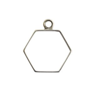 Open Frame Small Hexagon Single LoopAnitque Silver