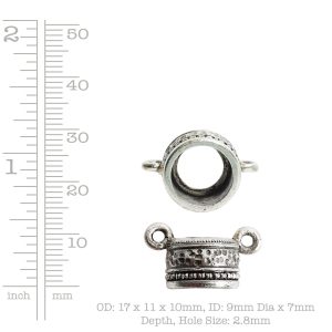 Tassel Top Ornate 9mm Double Loop<br>Antique Silver
