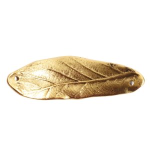 Bracelet Link Large Leaf Double HoleAntique Gold