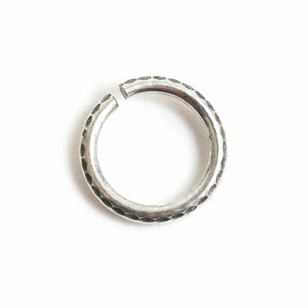 Jumpring 10mm Hammered Edge Circle<br>Antique Silver