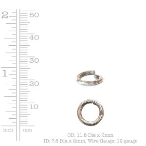 Jumpring 12mm Bark Circle<br>Sterling Silver Plate